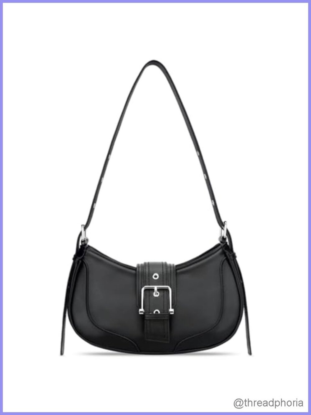 Retro Vegan Leather Crescent Hobo Shoulder Bag Adjustable Strap Y2K Purse